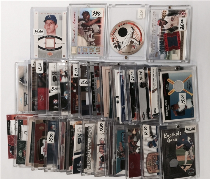 Lot of 36 Baseball Relic Cards with Hank Aaron